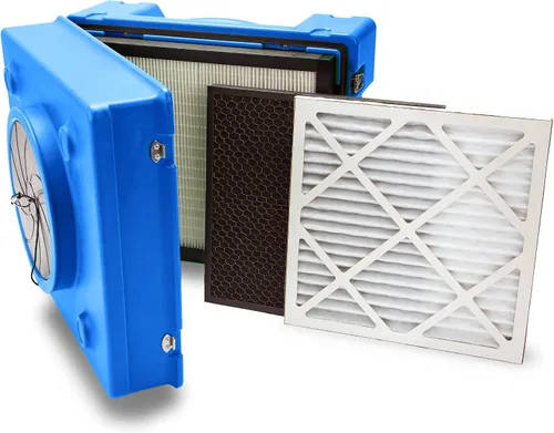 Vista 3 de B-Air RA-650 HEPA purificador de aire comercial industrial purificador de aire Máquina de aire negativo para restauración de daños por agua, azul