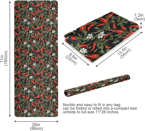 Vista 6 de Red Hot Peppers Yoga Mat Non Slip Thick Kids Eco Friendly Rubber Workout Foldable Yoga Mat Women Exercise