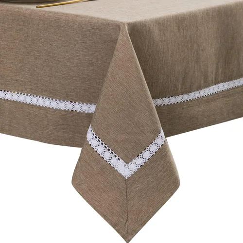 Vista 21 de EHouseHome Mantel de tela resistente con encaje blanco, impermeable, sin arrugas, resistente a las manchas, a prueba de aceite, para comedor