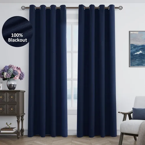Vista 65 de Beige White Linen Blackout Curtains 90 Length 2 Panels Set for Living Room Bedroom, 100% Black Out Thermal Insulated Linen Drapes, Room Darkening