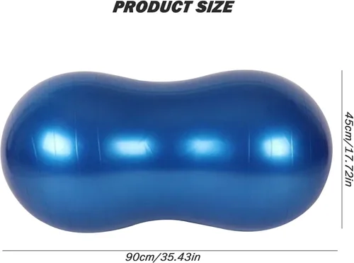 Vista 9 de Bola de maní antiestallido PVC grueso 35.4 x 17.7 pulgadas, ejercicio de equilibrio con bomba de aire para niños, embarazo, yoga, gimnasio en casa