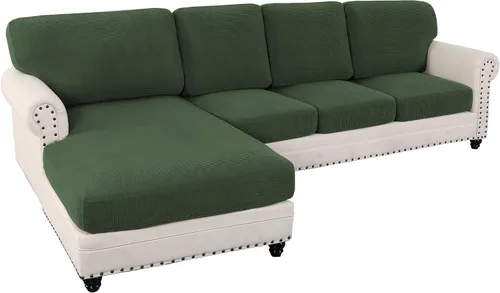 Vista 25 de Fundas elásticas para cojines de sofá seccional para sofá seccional izquierdo y derecho en forma de L, juego de 6 piezas para sofás seccionales