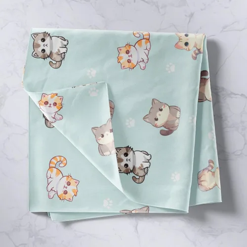 Vista 2 de Feelyou Tapiz de dibujos animados de gatos para niñas y niños, estampado de gatos kawaii, para colgar en la pared, lindo gatito animal, decoración