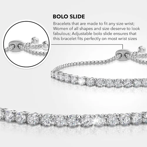 Vista 4 de Devin Rose 8 Cttw Cubic Zirconia Adjustable Bolo Bracelet for Women 4mm - 6mm