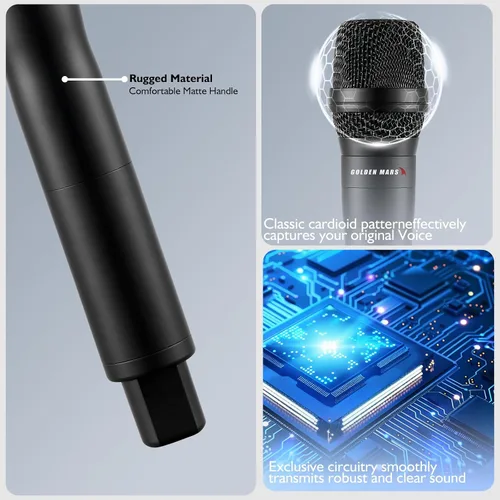 Vista 5 de Sistema de micrófono inalámbrico con micrófonos inalámbricos de 8 canales w/8 Handheld Dynamic Microphones, IR Auto Scan, 8x25 UHF Frequencies