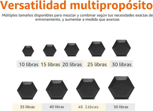 Vista 4 de Amazon Basics Rubber Hex Dumbbell Hand