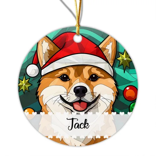 Vista 11 de Adorno de Navidad de Alaskan Malamute 2025, con nombre personalizado de Alaskan Malamute estilo vitral, regalo para hijo e hija, adorno