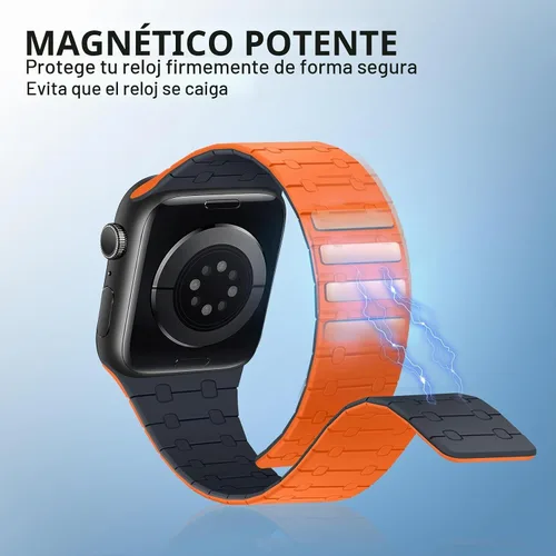 Vista 3 de Compatible con correa de Apple Watch de 49mm 46mm 45mm 44mm 42mm 41mm 40mm 38mm, correa de bucle magnético ajustable de silicona para iWatch Ultra