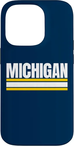 Vista 17 de Michigan - Carcasa para iPhone 17, diseño tradicional de líneas de rayas amarillas/blancas
