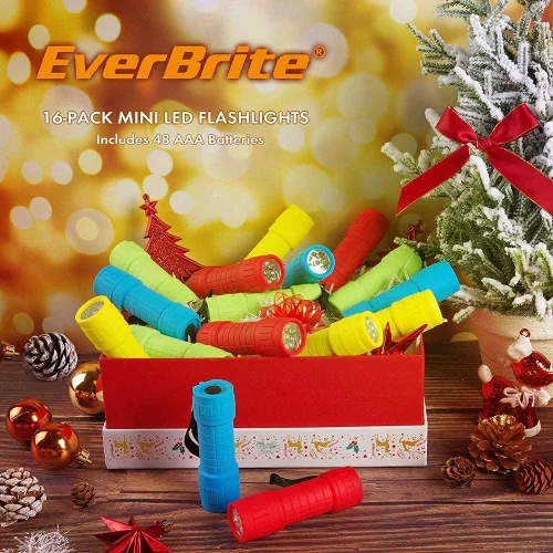 Vista 7 de EverBrite Paquete de 34 mini linternas, 102 pilas AAA incluidas, linternas coloridas portátiles para EDC, recuerdos de fiesta, lectura nocturna