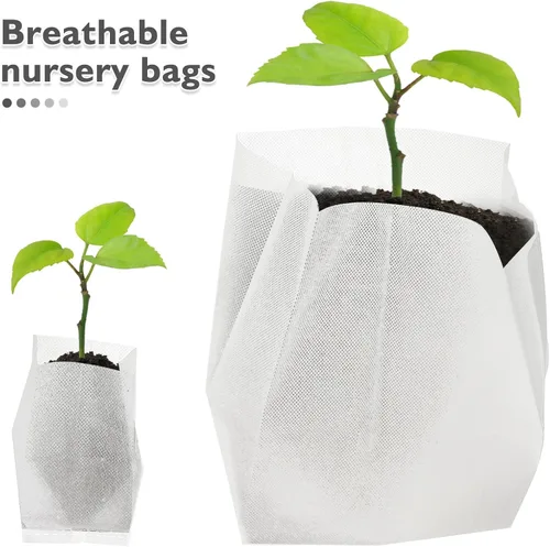Vista 8 de BETOOKY 200pcs Non-Woven Seedling Grow Bags Fabric Planting Pouches