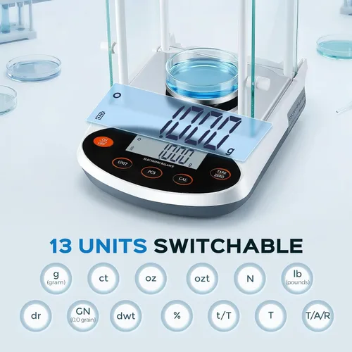 Vista 4 de Bonvoisin Balanza analítica de 300 gx1 mg báscula de laboratorio de precisión báscula electrónica digital, escala analítica de laboratorio de 1 mg