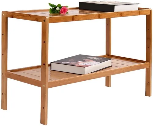 Vista 18 de Estante de almacenamiento de madera maciza con estantes ajustables, estante de almacenamiento de bambú de varios niveles para cocina, sala de estar