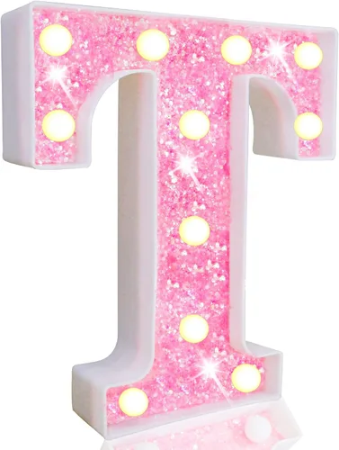 Vista 46 de Pooqla Luces de números de marquesina, números de luz rosa para niñas de 10.º cumpleaños, funciona con pilas, luz nocturna de número con purpurina