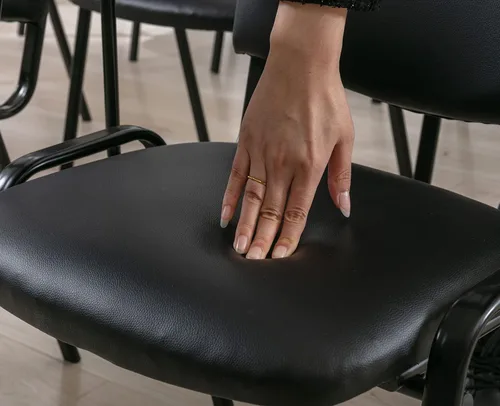 Vista 6 de Shunzhi Juego de 5 sillas de sala de espera apilables para sala de conferencias, silla de invitados con brazo para tableta para sala de descanso