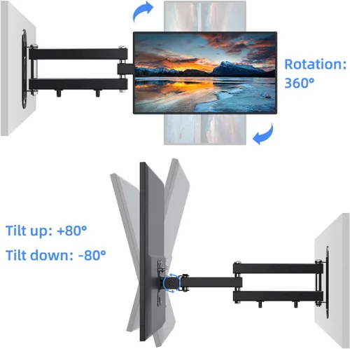 Vista 7 de suptek Soporte de Pared para TV con Brazo para Monitor Soporte de Pared para TV con Brazo para Pantalla Soporte para Monitor para 13-30" Ajustable
