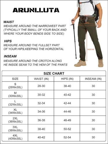 Vista 6 de Arunlluta Pantalones de senderismo para hombre, pantalones de viaje de senderismo, resistentes al agua, pantalones de trabajo elásticos de secado