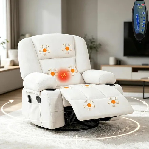 Vista 10 de Silla reclinable mecedora, silla mecedora giratoria para adultos Gris