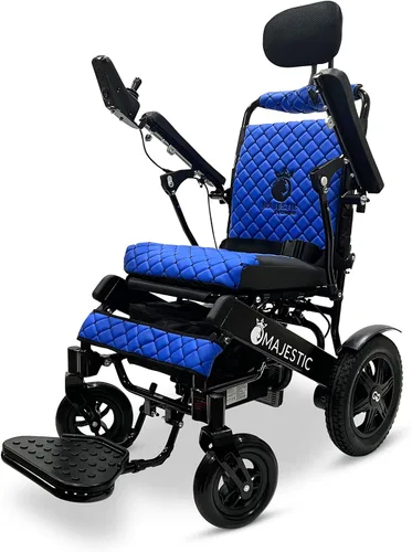 Vista 11 de Silla de ruedas motorizada eléctrica ligera para personas mayores y adultos, reclinación automática plegable de largo alcance con potente motor