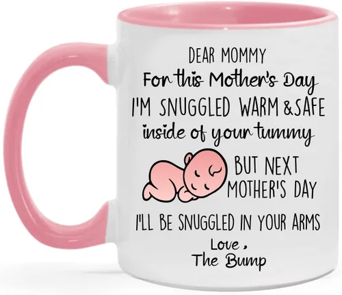 Vista 6 de Regalo para mamá para el día de la madre, regalo de embarazo para mamá nueva taza de bebé por nacer primer día de la madre para futuras mamás