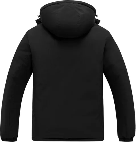 Vista 2 de wantdo Chaqueta de esquí impermeable de montaña para hombre, abrigo de nieve de invierno, impermeable resistente al viento Negro
