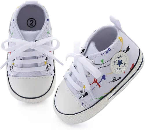 Vista 4 de eitwo Zapatos de lona suave unisex para bebés y niñas, ligeros y antideslizantes para recién nacidos y niños pequeños