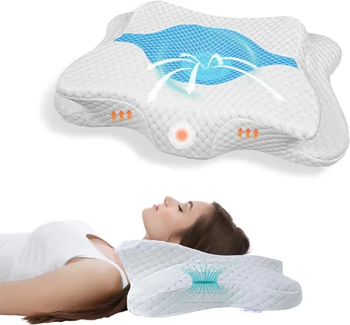 Vista 22 de CHxxy Memory Foam Pillows, Cervical Pillow for Neck and Shoulder Pain Relief, Ergonomic Contour Bed Pillow, Soft for Side Sleep Stomach Sleeping and