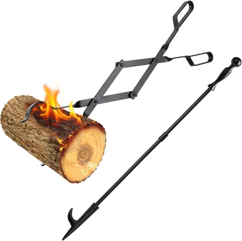 Vista 7 de AMAGABELI - Juego de accesorios de metal para chimenea de cenizas y cepillo de 32 pulgadas, resistente a la oxidación con mango largo liso, pala