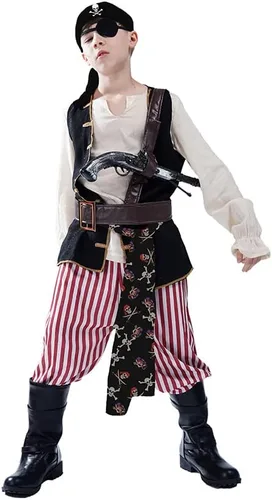 Vista 4 de Disfraz de pirata para niños, ropa de cosplay de Halloween