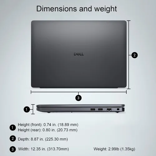 Vista 8 de Dell Pro 14 PC14250 Laptop, 14" FHD+, Intel Core 5 120U, 16GB, 256GB SSD