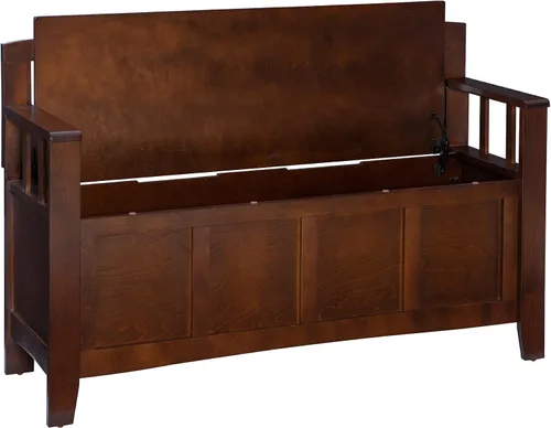 Vista 11 de Linon Home Dcor Linon Home Decor Cynthia - Banco de almacenamiento, 50 pulgadas de ancho x 17.25 pulgadas de profundidad x 32 pulgadas de alto, nogal