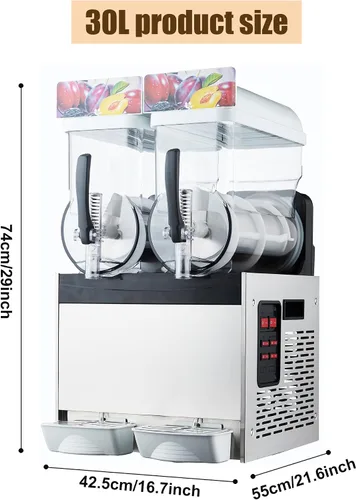 Vista 2 de KnoRRs 15/30/45L Máquina comercial de hielo Slush, Máquina de enfriamiento de bebidas que hace, Máquina de jugo de granizado de enfriamiento