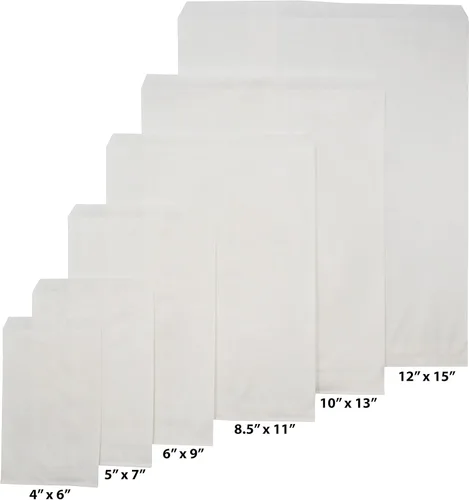 Vista 7 de CuteBox 100 bolsas de regalo de papel plano blanco (8.5 x 11 pulgadas) para mercancía, manualidades, recuerdos de fiesta, venta al por menor
