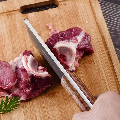 Vista 8 de LA TIM'S Cuchillo de carnicero para carne de 2 libras, cuchillo resistente con acero de alto carbono forjado a mano, cuchillo de carnicero