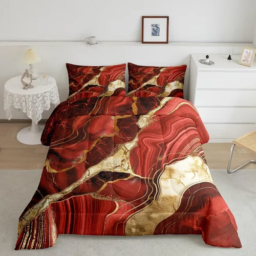 Vista 14 de Juego de edredón de mármol negro individual, ropa de cama dorada agrietada para adultos, hombres y mujeres, juegos de edredón de textura metálica