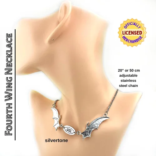 Vista 16 de CUARTA ALA Rebecca Yarros Basgiath War College Dragon Wing Collar con colgante de ala de dragón con licencia