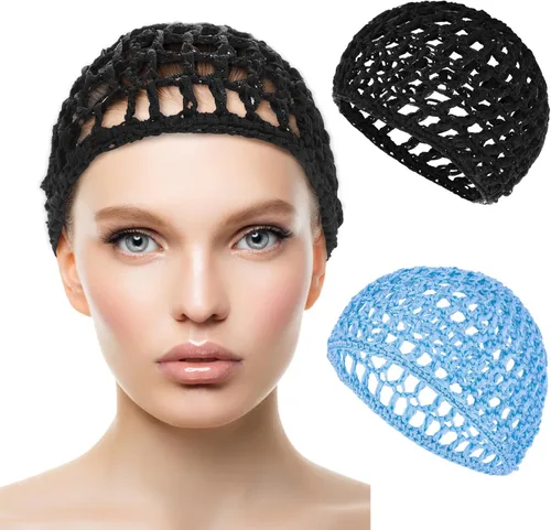 Vista 10 de WLLHYF Gorros de Peluca para Cabello Grueso y Largo, Gorros Ajustables de Red Malla Trenzada para Tejer, Hacer Crochet, Coser, Tejido de Red