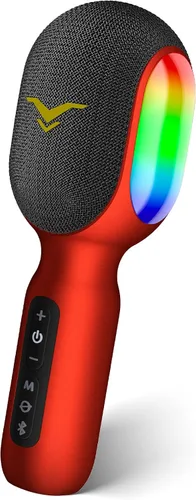 Vista 9 de Micrófono inalámbrico Bluetooth para karaoke, micrófono portátil 5 en 1 con altavoz y luces RGB dinámicas, mini máquina de karaoke para viajes