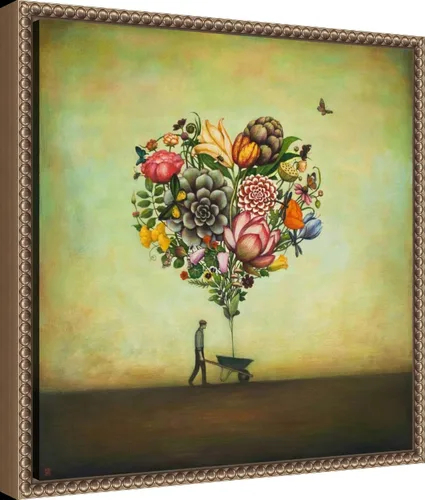 Vista 2 de Amanti Art Lienzo enmarcado para pared, diseño botánico de corazón grande de 16 x 16 pulgadas, por Duy Huynh, lienzo enmarcado para pared, obras