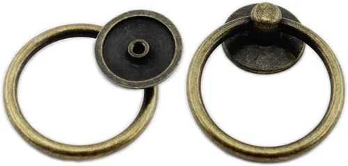 Vista 5 de Manijas de gabinete de cocina, tiradores de anillos de cajón de metal, manijas y pomos de gabinete de un solo agujero, accesorios para gabinete