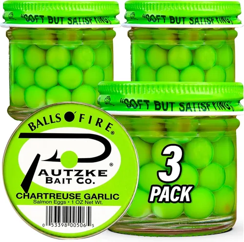 Vista 23 de Pautzke Balls O' Fire - Cebo para huevos de salmón 3-Etiqueta verde