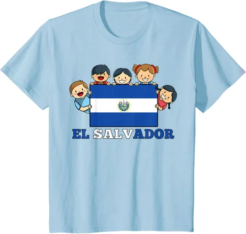 Vista 10 de Camiseta salvadoreña del Mes de la Herencia Hispana con la bandera de El Salvador para niños, Negro