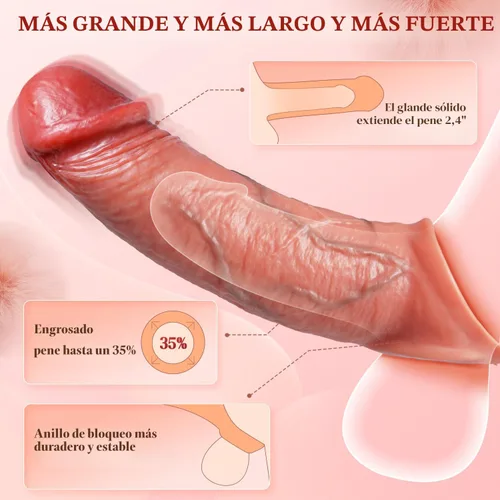 Vista 3 de Funda para Pene Vibrador de Funda para Polla - FYSHAVO 5 en 1 Juguetes Sexuales Masculinos Realistas para Adultos para Hombres Extensor de Pene