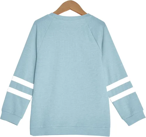 Vista 4 de Apbondy Camisas casuales de manga larga con cuello redondo y rayas sueltas