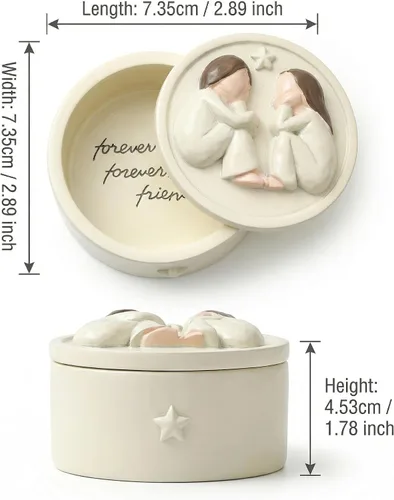 Vista 2 de Forever Friends - Caja de recuerdo de resina para guardar joyas, baratija, caja decorativa de recuerdo de amistad, regalo sentimental para mujeres