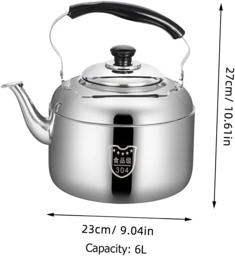 Vista 3 de Luxshiny Hervidor de té silbante de acero inoxidable, caldera de agua de 6 L, tetera de gran capacidad con mango antiquemaduras para el hogar