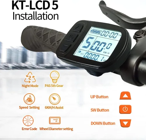 Vista 6 de Medidor de pantalla LCD Ebike KT-LCD5 24 V 36 V 48 V 52 V bicicleta eléctrica Kit de conversión pantalla para controlador KT