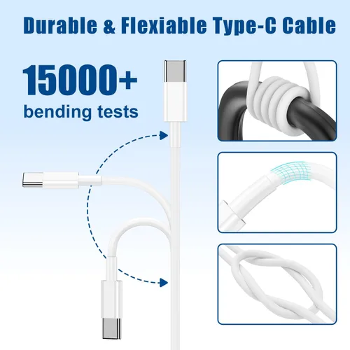 Vista 4 de Cable de carga rápida USB C a C, paquete de 3 [3 pies + 6 pies + 10 pies] cable de carga tipo C a C largo para Apple iPhone 17 Pro Max/17 Pro/16