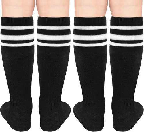 Vista 5 de Calcetines de fútbol para niños, calcetines de fútbol para niñas, calcetines de fútbol para niños, calcetines de tubo con rayas para niños pequeños