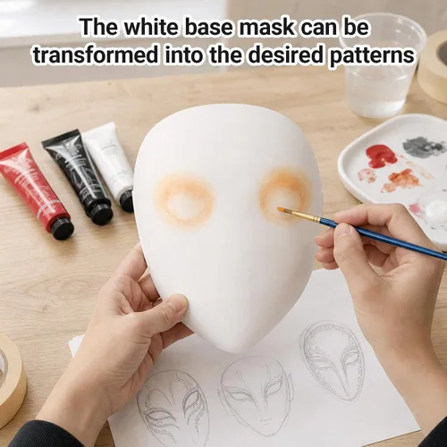 Vista 6 de 5 Packs Cosplay Mask, DIY White Mask for Halloween Cosplay